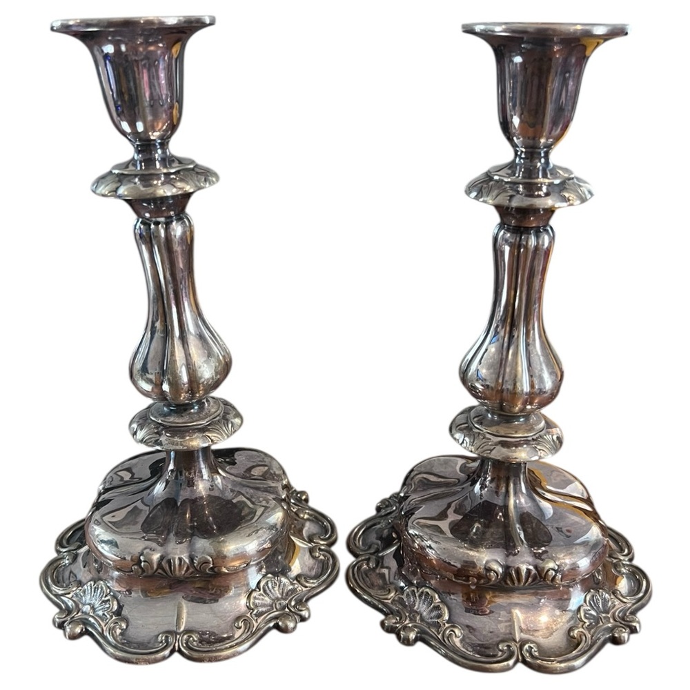 Vintage Gorham Electroplated Silver Plated Weighted 8.5” Candle Holders Set Of 2